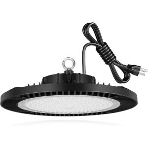 LEDMO LED Shop Light UFO High Bay Light 200W 28000LM with US Plug Hook ETL Listed Commercial Bay Shop Lights for Garage Led Super Bright No Flicker 5000K IP65 Waterproof for Gym Pole Barn Garage