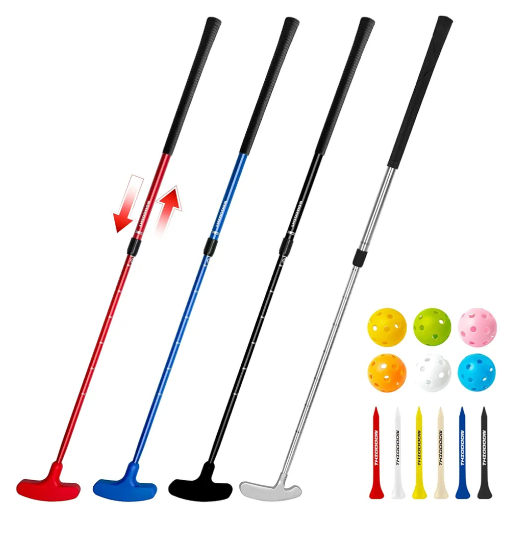 THIODOON Golf Putters for Men Women and Kids 4 Pack Mini Putter for Right or Left Handed Adjustable Golf Club Putt Putt Set for Children, Toddler Junior and Adults Red Blue Black Silver