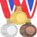 Junkin 24 Pcs Blank Medals for Awards with Neck Ribbons Winner Participation Custom Medals Awards Make Your Own Kit 1st Place Cheer Participation Trophy Metal Prize Gift (Multi Colors)