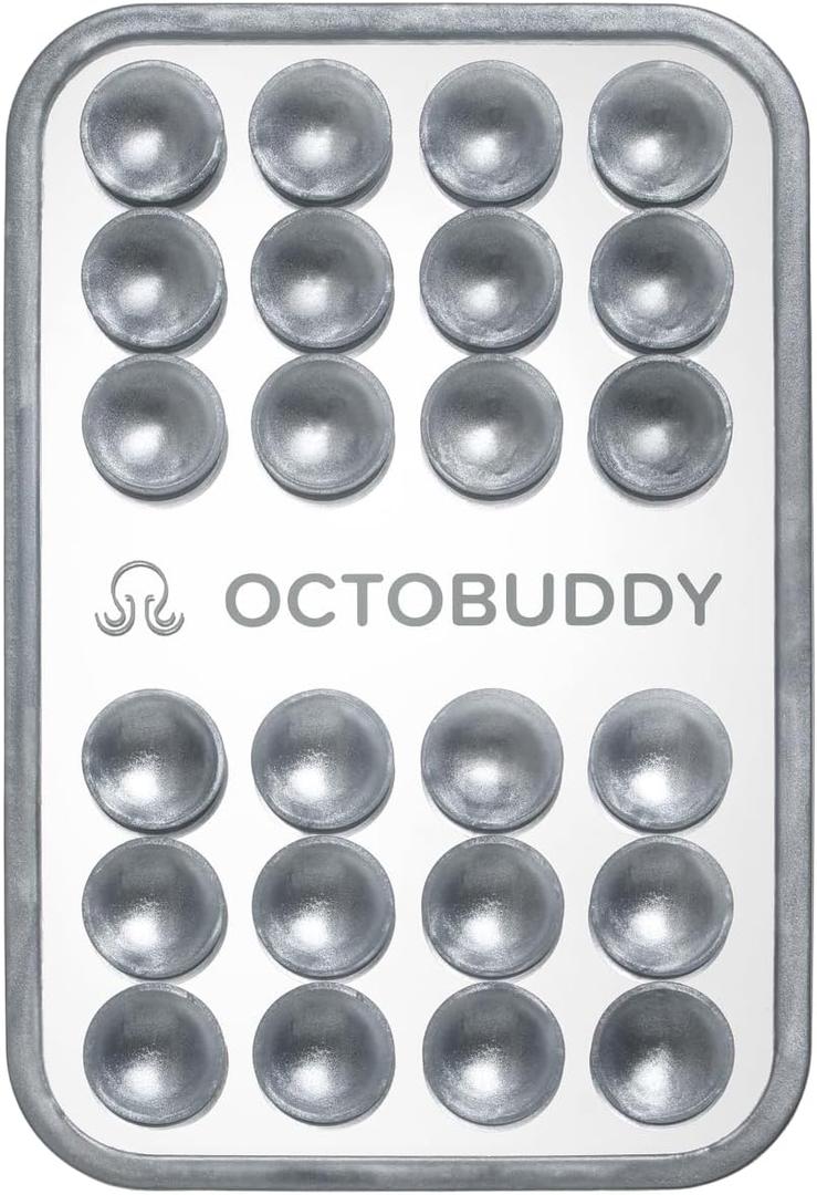 OCTOBUDDY Mirror  Amazon-Exclusive Suction Cup Phone Mount with Built-in Mirror  Silver Swirl Hands-Free Grip for Videos & Selfies (2.6 x 3.9)