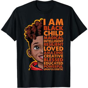 I am Black History Month Shirt Kids Boys African American T-Shirt S