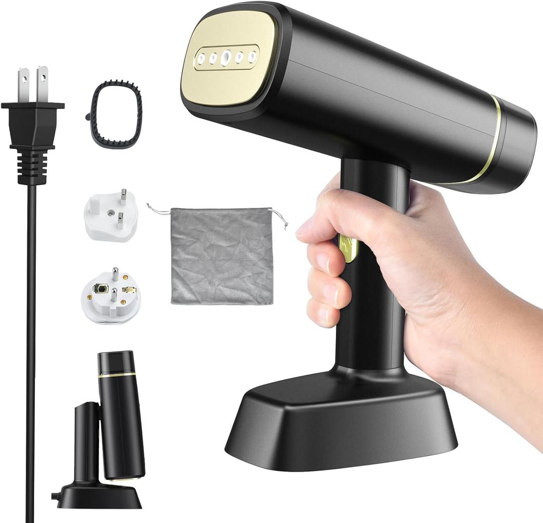 Dual Voltage(100~250V) Travel Steamer for Clothes Portable Mini with European Plug Adapter for International Travel, Europe Travel Essentials for Women, European Travel Must Haves