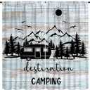 Happy Camper Blackout Window Curtain, Vintage Farmhouse Travel Trailers Camping Theme Curtains for Bedroom Living Room 52" W X 84" L