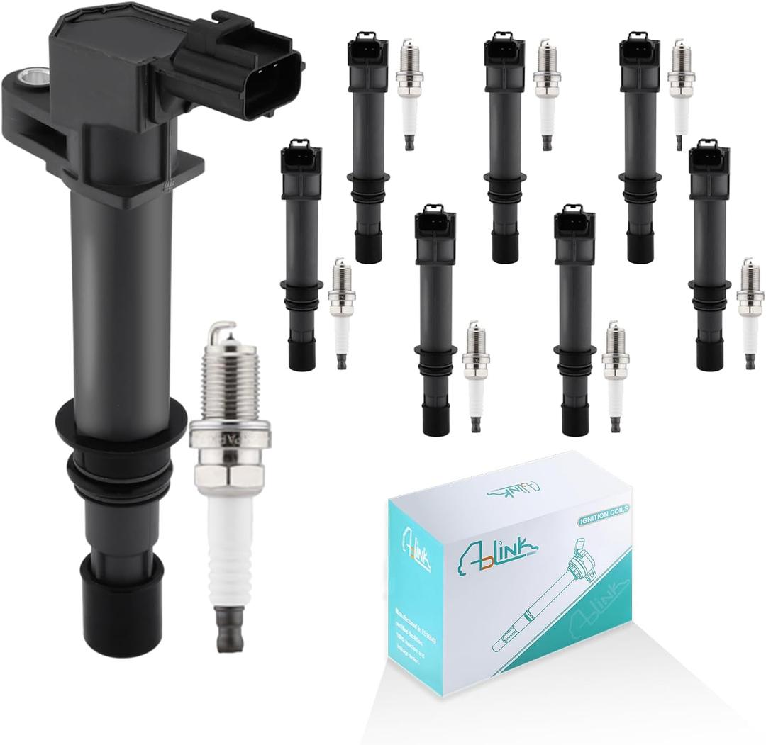 UF270 Set of 8 Ignition Coil Pack with Spark Plug 3.7L 3.9L 4.7L For Jeep Grand Cherokee 1999-2007, for Dodge Ram 1500 Dakota Durango 2000-2008,Chrysler Aspen,Mitsubishi Raider 2006-2007 V6 V8
