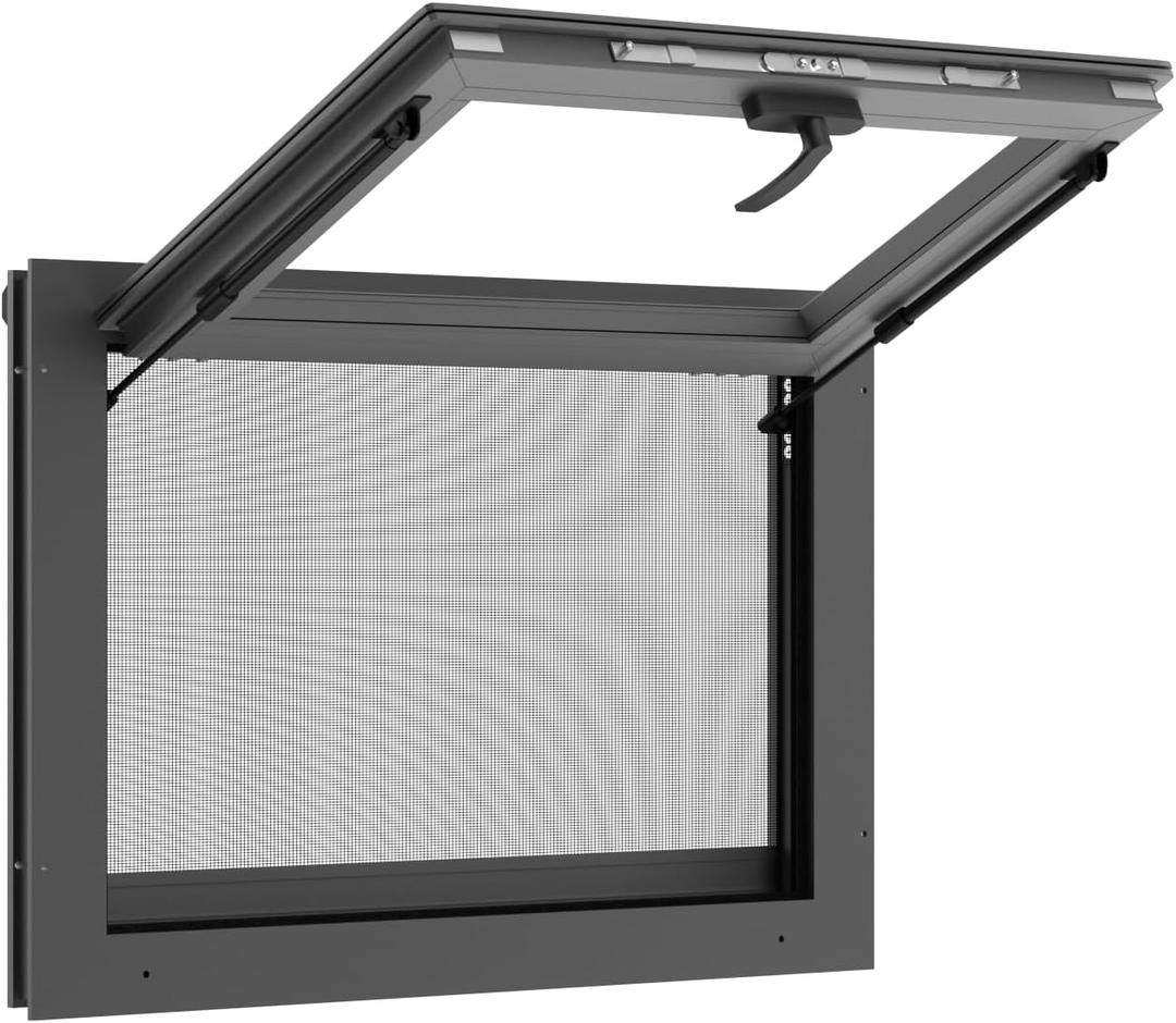 36x24inch Food Truck Window With Screen ，With FREE Acrylic Glass ，Black
