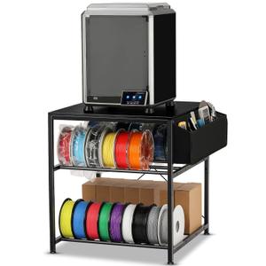 AHOWPD 3D Printer Stand with Filaments Storage - 3D Printer Table Filament Storage Rack Heavy Duty 3D Desk for Workshop Studio Office (Black)