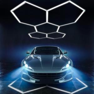 ALLYES Hexagon LED Garage Light, 5 Packs Hex LED Lights, 144W 17280LM 6500K White Super Bright Lighting, Car Detailing Ceiling Light for Workshop Warehouse Basement Gym