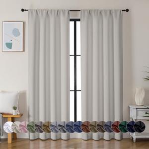 Simplebrand Ava Natural Blackout Curtains for Bedroom 84 Inch Length 2 Panels Set, Solid Thermal Insulated Privacy Living Room Window Treatment Curtains Blackout Drapes, W40 x L84 Inch, Natural (40"W x 84"L (Pack of 2))