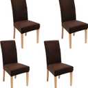 Smiry Velvet Stretch Dining Room Chair Covers Set of 4, Soft Removable Washable Chair Slipcovers Kitchen Parsons Chair Protector, Coffee