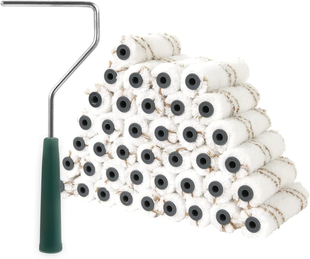 Mister Rui Microfiber Paint Roller Covers 4 Inch, 40 Pack Small Paint Roller Covers with Roller Frame Kit, Mini Paint Rollers for Painting Walls, Paint Supplies for House Painting