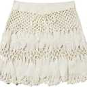 Floerns Women's Bathing Suit Tie Waist Crochet Beach Cover Up Skirt (Medium)