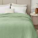 100% Cotton Muslin Blanket Large 50" x 70", 6 Layers Breathable and Lightweight Cotton Throw Blanket for Bed and Couch, Soft Quilt Bedspread, Gauze Blanket for Adults All Season, Sage Green