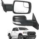 JDMSPEED Right Passenger Side Door Mirror Compatible with 2019-2025 Ram 1500 with Power Folding Heated Power Glass Turn Signal Puddle Light Blind Spot Detection Textured Black(11Pin)