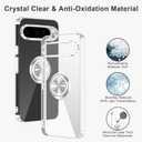Tnarru Designed for Google Pixel 9/Pixel 9 Pro Clear Case with Stand [Magnetic Ring Holder Kickstand] Soft TPU Bumper Non-Yellowing Anti-Scratch Lightweight Slim for Google Pixel 9/9 Pro Case Silver