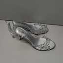 Rhinestone Sandals for Women High Clear Strappy Buckle Stiletto Heels Round Toe Sexy Dressy Sandals Prom Shoes Size 10
