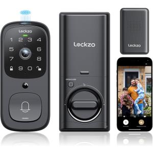 Video Smart Lock with Doorbell, 3 in 1 Keyless Entry Door Lock, Built-in WiFi Camera Deadbolt Lock for Front Door, Fingerprint, Keypad Code, App Control, Voice Control, Auto Lock, IP65, Video Calling