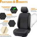 Elantrip 2PCs Front Car Seat Covers Leather Water Proof Seat Protector Universal fit for Most Cars SUVs and Trucks Black