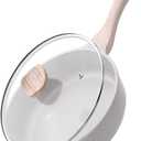 Kordisen Nonstick Ceramic Deep Frying Pan, 10 Inch Non Toxic Skillet with Lid, Healthy Jumbo Cooker, Saute Pan for Cooking, Induction Cookware, PFOA & PFAS Free (Grey)