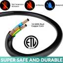 Outdoor Extension Cord 30 Ft with 3 Outlets, 14/3 SJTW 3 Prong Grounded Power Cord, 14 Gauge 14AWG Heavy Duty Power Cable, ETL Listed, 15 Amp 125 V 1875 W-Multiple Outlets for Indoor/Outdoor-Black