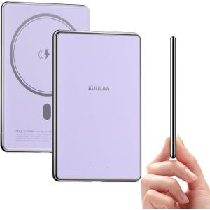 Kuulaa for MagSafe Battery Pack 5000mAh Slim Magsafe Portable Charger 0.28in Magnetic Wireless Apple Portable Charger 20W USB-C Power Delivery Power Bank for iPhone 16/15/14/13/12 Series (Purple)