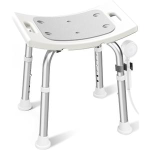 HOMLAND Shower Chair for Inside Shower, 400 lbs Adjustable Shower Stool with Suction Feet, Shower Seat for Inside Tub Bathroom Bench Bath Chair for Elderly and Disabled - Light Gray