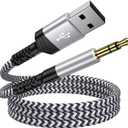 USB to 3.5mm Male AUX Audio Jack Cable,3FT USB A to 3.5mm TRS Audio Cord Jack Adapter Nylon Braided Stereo AUX Cable for PC Compurter Speaker Headphones Laptop Mac OSX Desktop PS5 PS4 Windows (White)