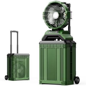 Portable Misting Fan with 30L Bucket, 30000mAh Rechargeable Battery Powered, 12Hrs Mist Rechargeable Fans, 4 Strong Winds, 4 Spray Mister, 3 Lighting Settings for Outdoor, Camping, Patios