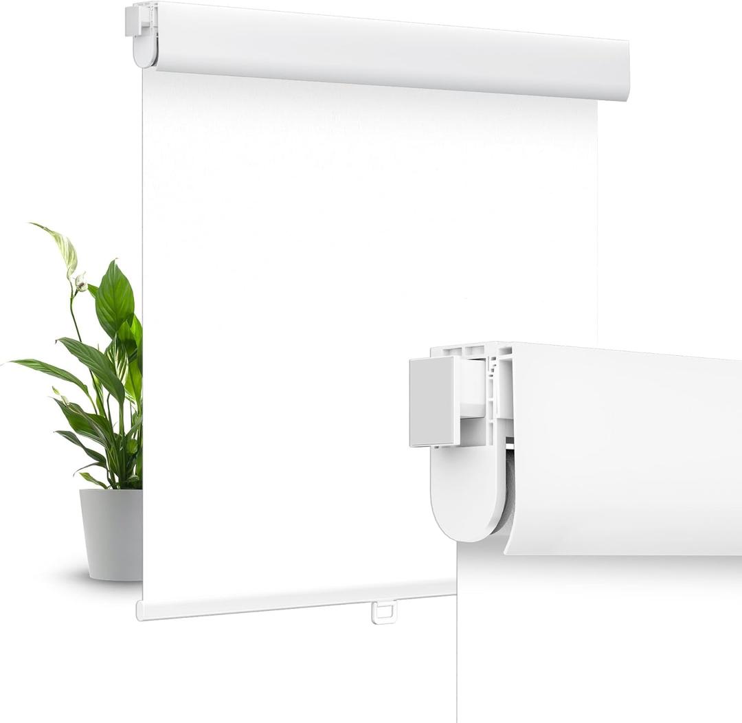 Allesin zen No Drill No Tools Blackout Roller Shades for Windows, (White 23 x 48), Renter-Friendly, UV Protection, no-Drill Pull-Down Blinds for Home, Bedroom, Office, Living Room