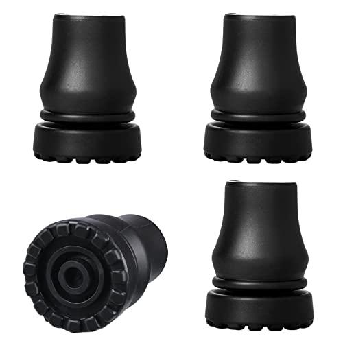 4Pcs Cane Tips 3/4 Inch Heavy Duty Rubber Cane Tips, Anti Slip TPR Replacement Rubber Tips for Canes, Walking Sticks, Hiking Stick, Seniors Crutches Black