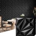 Art3d 33-Pack 3D Wall Panel for Interior Wall Dcor, Diamond Textured PVC Accent Wall Paneling for Living Room Bedroom Office TV Wall Background, 11.8"x11.8" Cover 32.Sq.Ft., Black