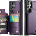 Vinich for Samsung Galaxy S25 Ultra Wallet Case with Card Holder, RFID Blocking Credit Slots Kickstand Shockproof Phone Cover Fit for Galaxy S25 Ultra 6.9" Purple
