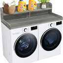 Royxen Laundry Countertop with 2-Tier Shelf Universal Fit, Washer and Dryer Countertop with Storage Space, Shelf Height 11.5 Inches, Solid Wood Core, Eucalyptus