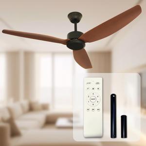 52 Inch Ceiling Fan Without Light With Remote, 3 Blade, Brushless DC Motor, 6-Speed Low Profile Flush Mount for Living Room, Bedroom, Covered Patio