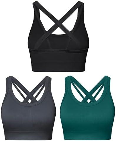 Sports Bras for Women HIigh Support, Criss-Cross Back Padded Strappy High Impact Sports Bras for Women Large Bust, M