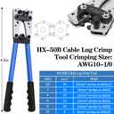 Battery Cable Lug Crimping Tool, Wire Crimper Tool with Cable Cutter for AWG 10-1/0 Electrical Lug Crimper, Heavy Duty Wire Lugs, Battery Terminal, Copper Lugs