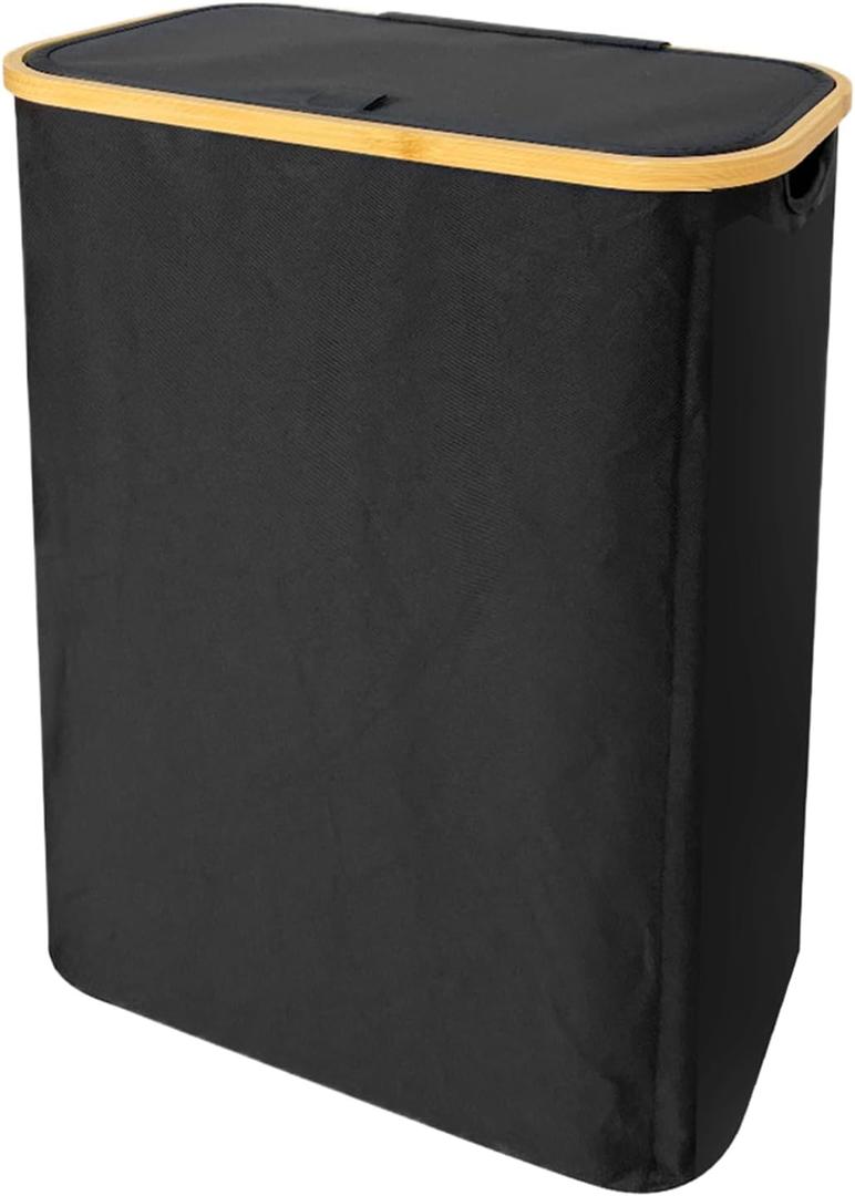 Slim Laundry Basket - Compact Clothes Hamper Organizer | Freestanding Storage Bin with Lid, Space Saving Dryclothes and Socks Solution for Bathroom Bedroom Towels Underwear Toys (Black) Slim Laundry Basket - Compact Clothes Hamper Organizer | Freestanding Storage Bin with Lid, Space Saving Dryclothes and Socks Solution for Bathroom Bedroom Towels Underwear Toys (Black)