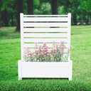 No-Dig Air Conditioner Fence 36" W X 45" H White Vinyl Privacy Fence with Planter Box for Trash Can Pool Equipment (1 Panel)