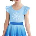 Girls One Piece Swimsuits with Skirt UPF 50+ Floral Bright Bathing Suits for 3-4 Years (Blue Frozen)