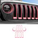 Grille Grill Inserts & Headlight Cover for 2018-2022 Jeep Wrangler JL Sport & Sport S ONLY (Pink)