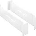 Whitmor Adjustable Organizers Drawer Dividers, Set of 2, White