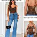 Avidlove Women's Mesh Camisole Cowl Neck Tank Top Cami Sequin Basic Tank Shirt Blouses (Brown, M)