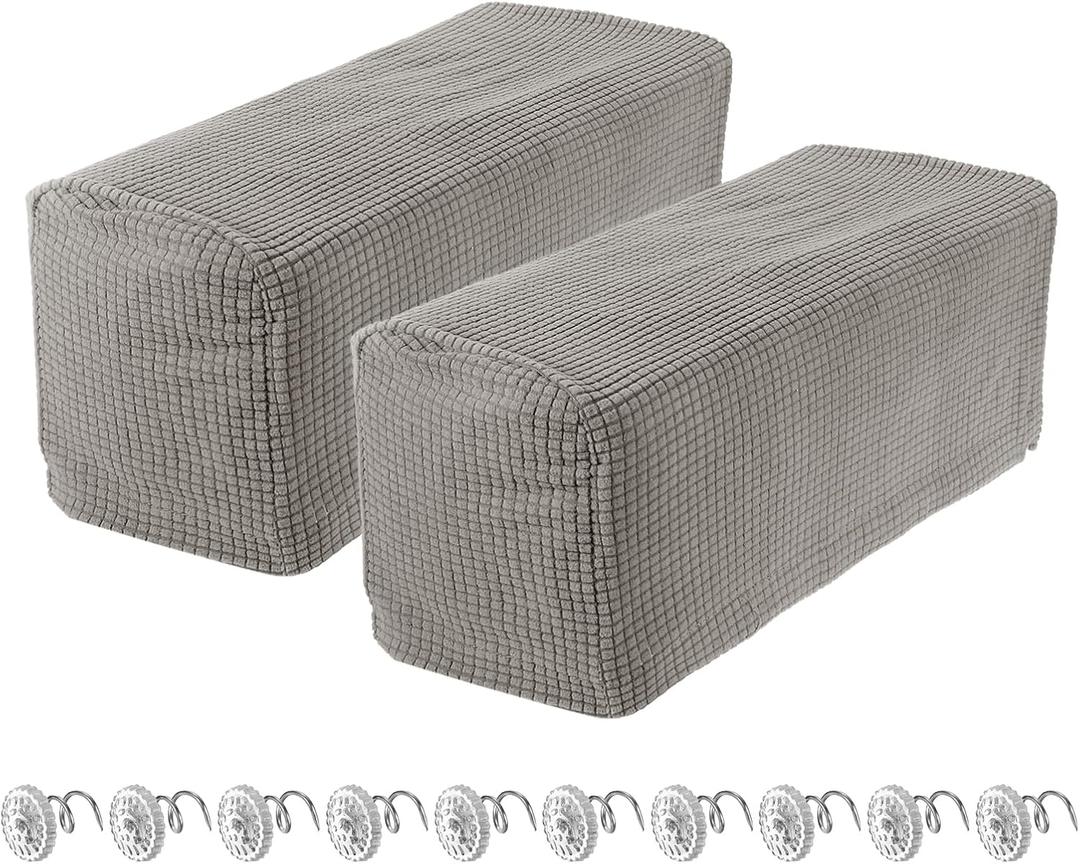 uxcell 2pcs Stretch Armrest Covers for Chairs/Sofas, Couch Arm Covers with Twist Pin, Furniture Protector Slipcovers Taupe