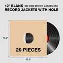 3 x 20PCS 12 Inch Brown Vinyl Record Jackets, Thick Cardboard Sleeves with Center Hole, Blank LP Album Covers for 33 RPM Storage & Organization, 350gsm LP Jackets for Record Storage