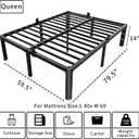 ROIL 14 inch Metal Queen Bed Frame with Rounded Corner and Headboard Hole Mattress Retainers 3500LBS Heavy Duty Steel Slats No Box Spring Needed Platform Noise-Free Easy Assembly