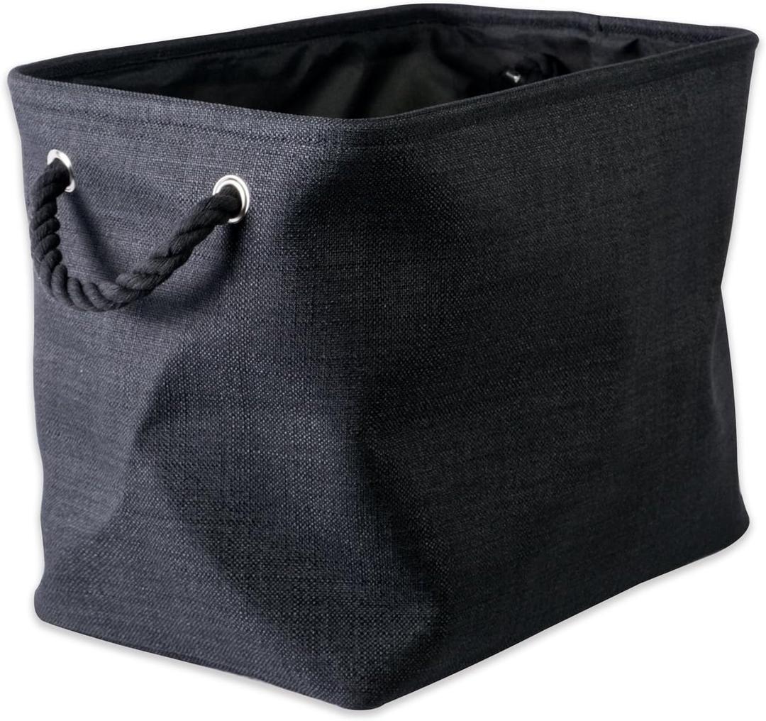 DII Collapsible Variegated Polyester Storage Bin, Large, Black