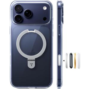 TORRAS Ostand Magnetic for iPhone 17 Pro Max Case, Fit for MagSafe, Sturdy Stand, Military Grade Drop Tested, Camera Control Button, Clear Slim Soft Edge Case for iPhone 17 Pro Max 6.9", Clear