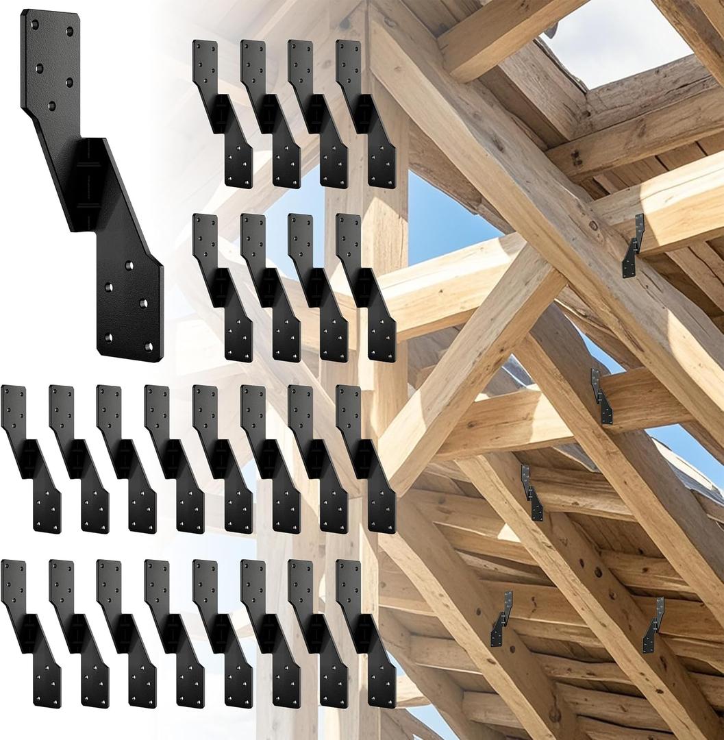 Black Hurricane Ties for Rafters,Hurricane Clips,Hurricane Brackets,Hurricane Straps for Shed,Rafter Hangers,Truss Brackets,Rafter Bracket(Left 25 pcs)