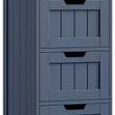 FOTOSOK Bathroom Storage Cabinet, Bathroom Cabinet with 4 Drawers, 11.8 x 11.8 x 32.5 Freestanding Entryway Cupboard Storage Organizer Unit Home Furniture Decor, Blue