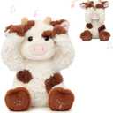 Hopearl Peek A Boo Cow Interactive Repeats What You Say Plush Diary Cattle Toy Musical Singing Talking Stuffed Animal Adorable Electric Animate Gift for Toddlers, Brown, 11''