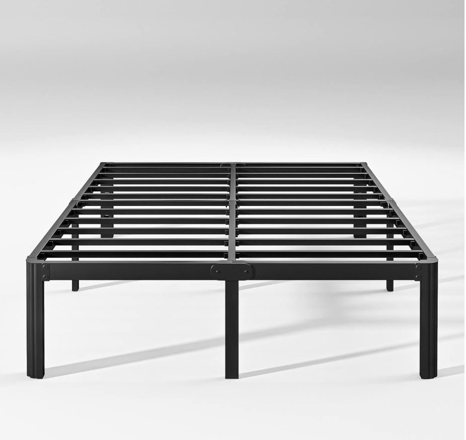 California King Bed Frames No Box Spring Needed, Metal Platform Cal King Bed Frame with Round Corners, Easy Assembly, Noise Free, Black